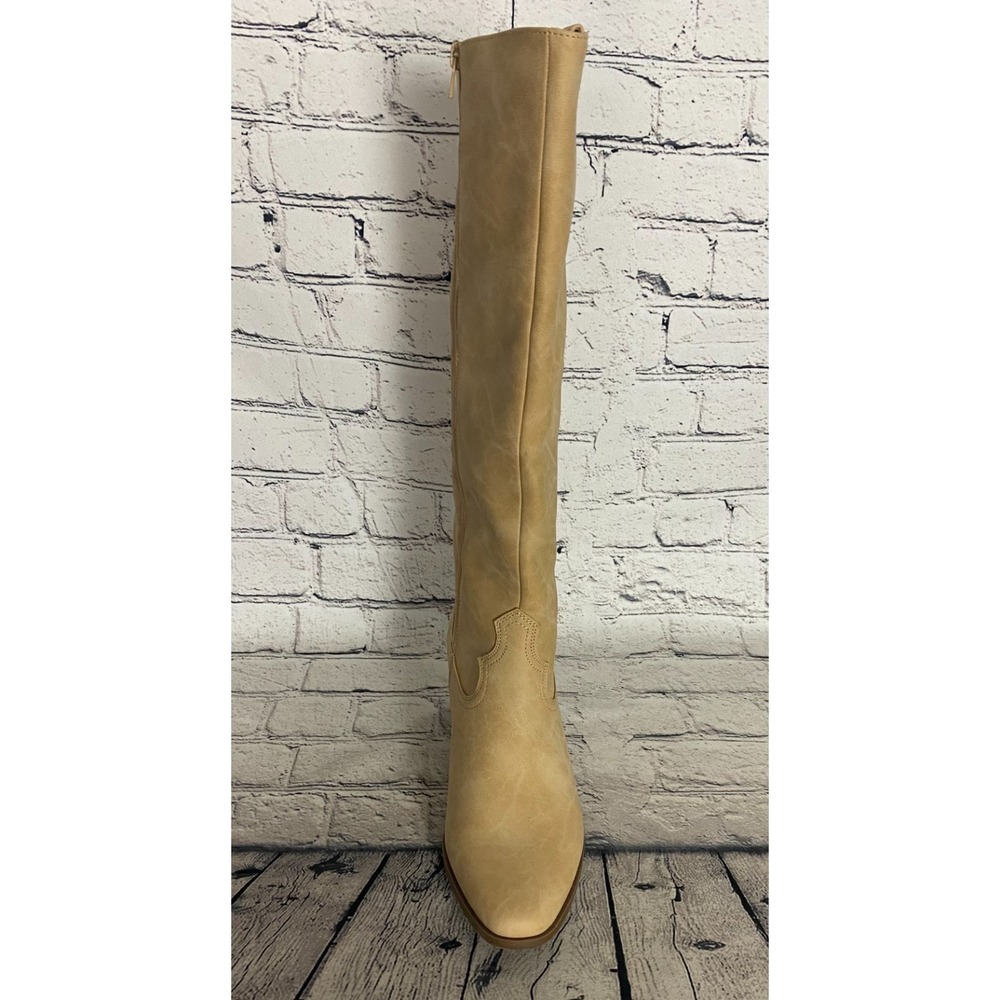 Frye & Co NWOT Womens Selah Riding Cowboy Boot 11M Cream Leather Stacked Heel - Picture 6 of 12
